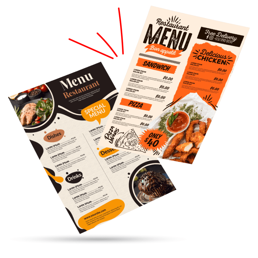 Imagen de ejemplo de menú digital para restaurante diseñado por agencia de marketing